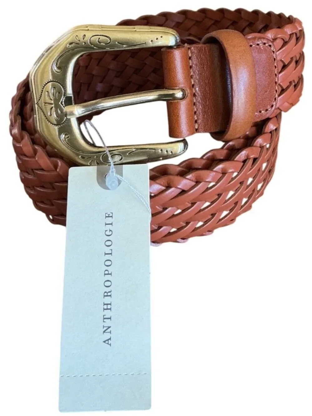 Anthropologie Western Buckle Woven Tan Belt Size Small New With Tag